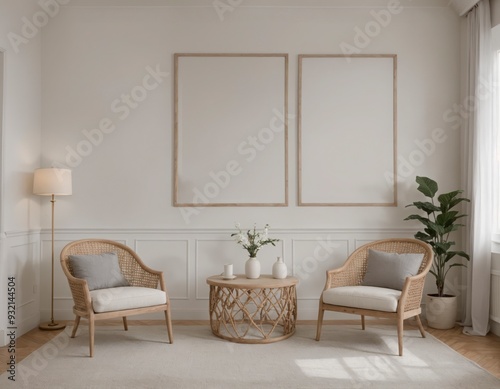 A white room with two chairs and a table