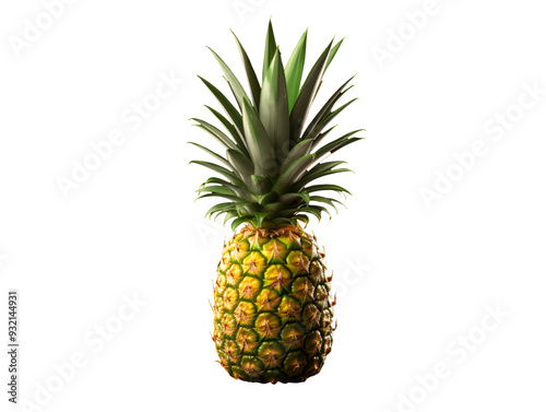 a pineapple with green leaves