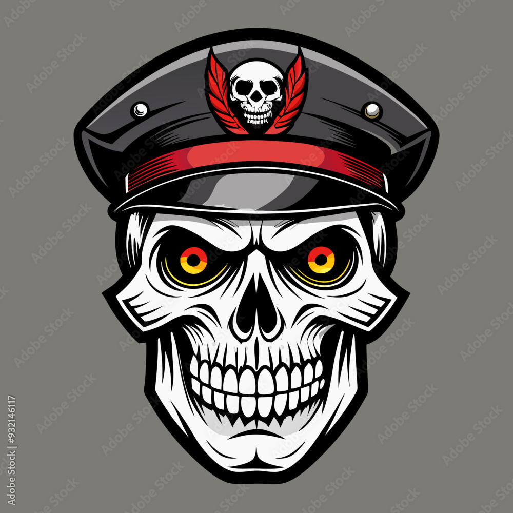 Design a Powerful, Menacing Skull in a Tactical Beret Bold Black-and-White Illustration with Military Vibe art vector illustration Design a Powerful, Menacing Skull in a Tactical Beret Bold Black-and-White Illustration with Military Vibe art vector illustration