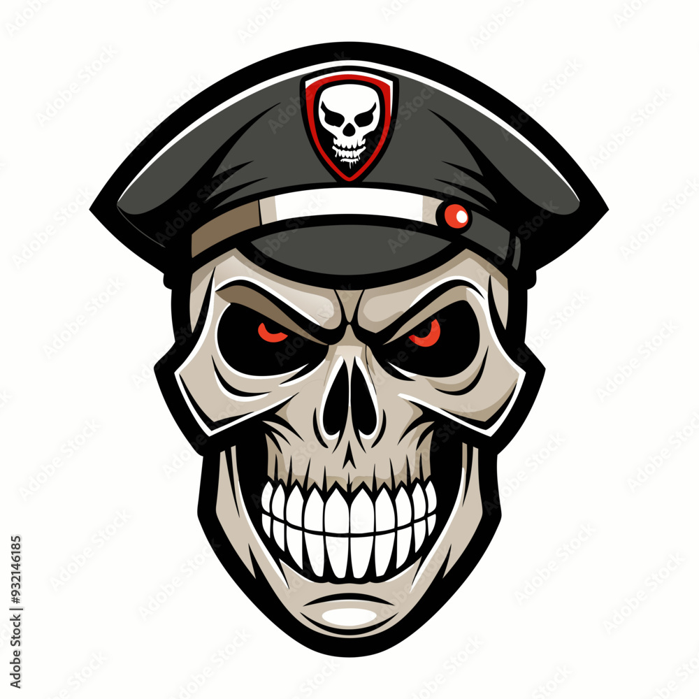 Design a Powerful, Menacing Skull in a Tactical Beret Bold Black-and-White Illustration with Military Vibe art vector illustration Design a Powerful, Menacing Skull in a Tactical Beret Bold Black-and-White Illustration with Military Vibe art vector illustration
