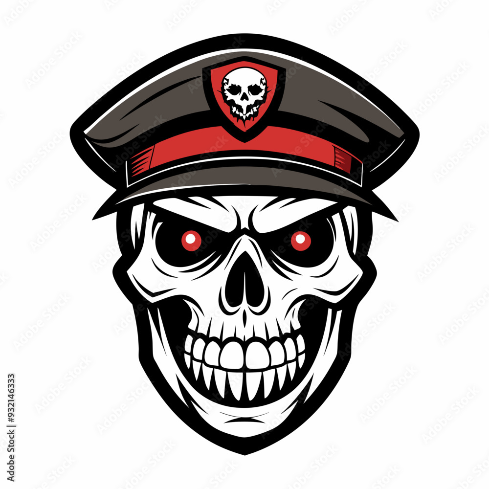 Design a Powerful, Menacing Skull in a Tactical Beret Bold Black-and-White Illustration with Military Vibe art vector illustration Design a Powerful, Menacing Skull in a Tactical Beret Bold Black-and-White Illustration with Military Vibe art vector illustration