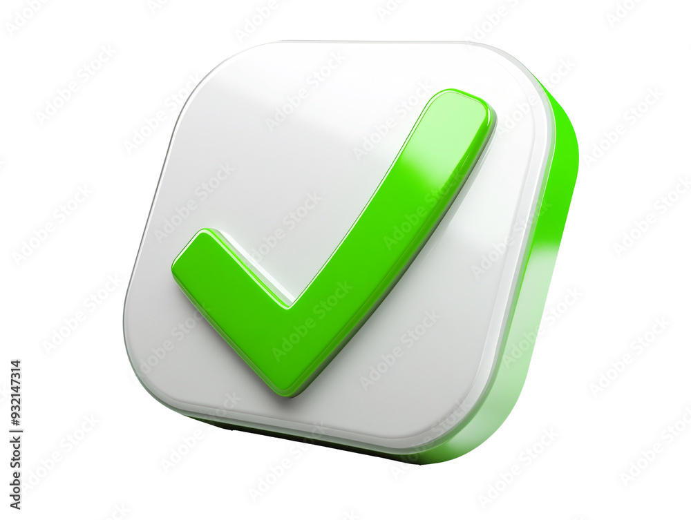 a green check mark on a white square a green check mark on a white square