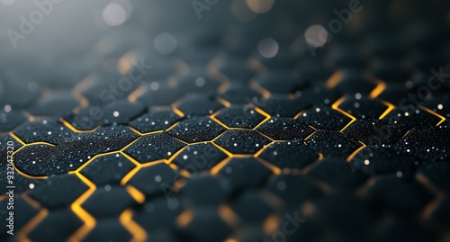 Abstract digital landscape with glowing particles against a dark background