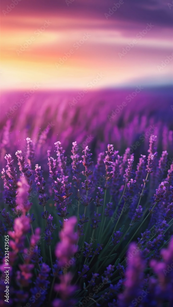 Naklejka premium Close-up of Blooming Lavender in a Field