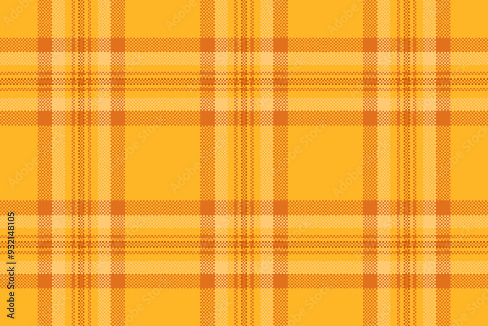 Modern texture background seamless, seventies textile pattern vector. Ornament tartan plaid fabric check in amber and orange colors. Modern texture background seamless, seventies textile pattern vector. Ornament tartan plaid fabric check in amber and orange colors.