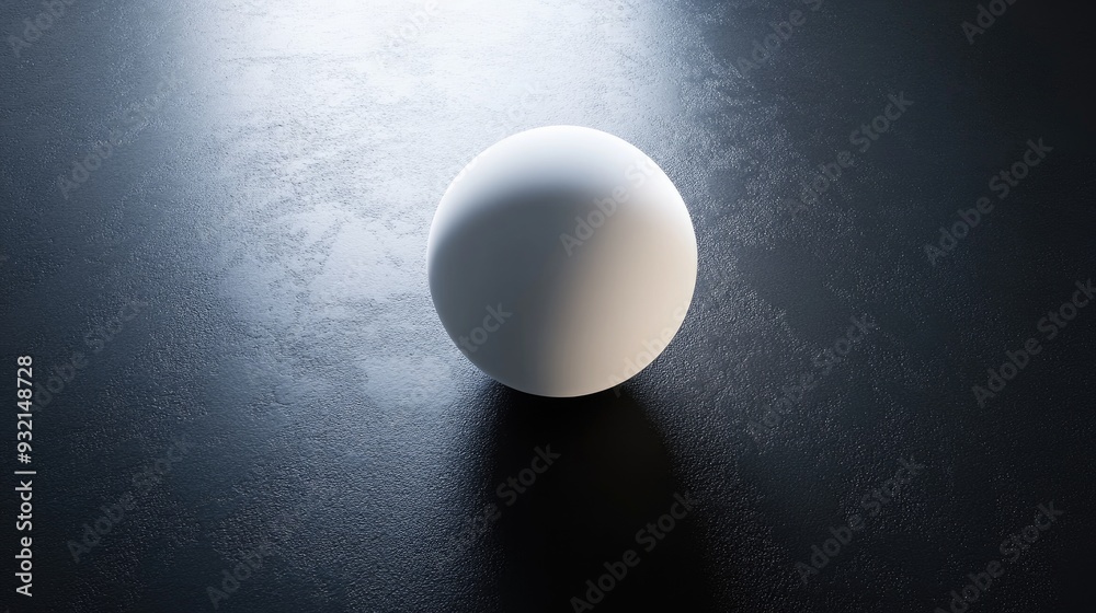 Abstract design featuring a white sphere on a dark surface rendered in 3D Abstract design featuring a white sphere on a dark surface rendered in 3D