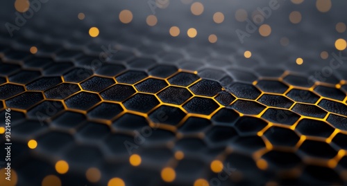 Abstract digital landscape with glowing particles against a dark background