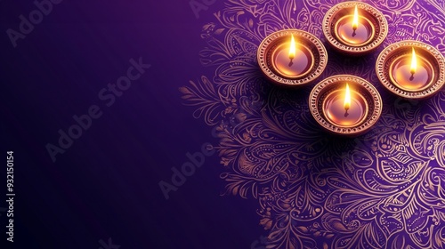 Diwali Invitation Card with Rangoli and Diyas photo