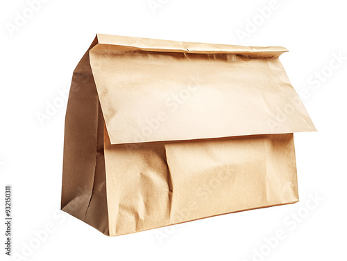 a brown paper bag with a white background