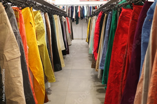 clothes on hangers i second hand shop