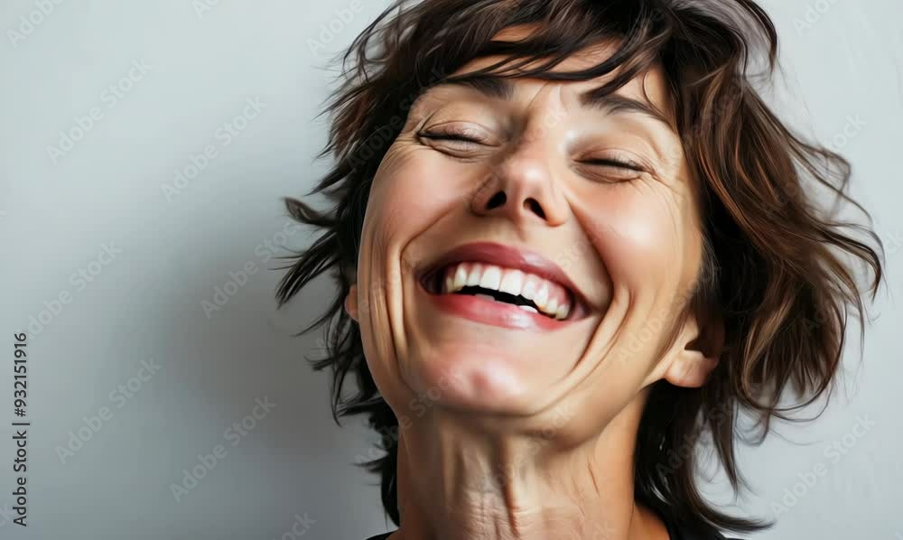 Portrait of a happy middle-aged woman smiling at the camera Portrait of a happy middle-aged woman smiling at the camera