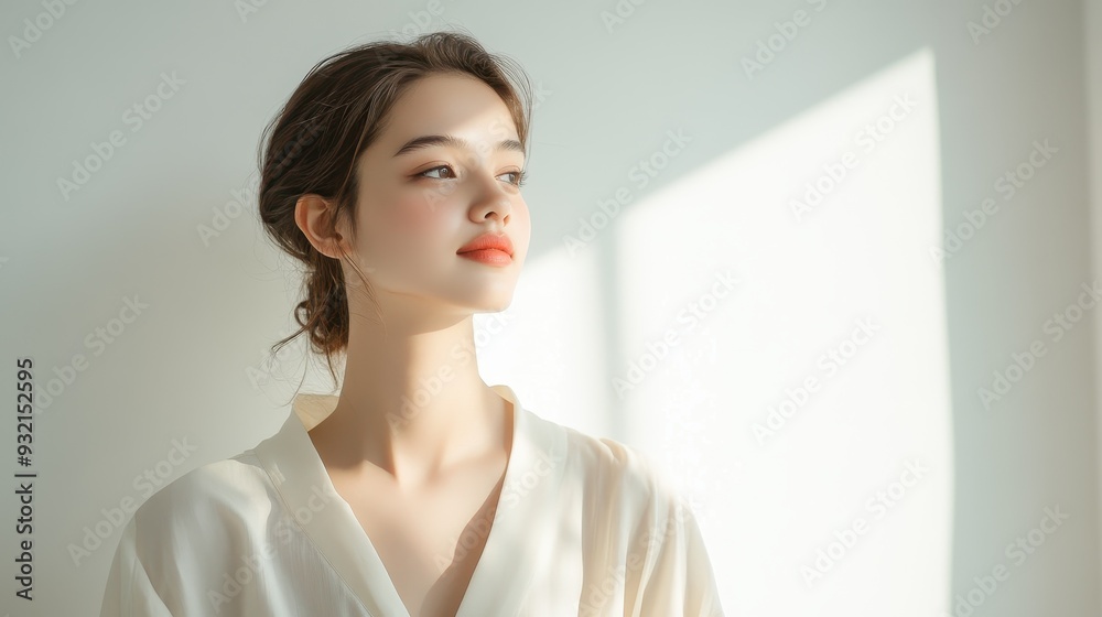 Ethereal Khmer Fashion Model Gracing In Modern Attire Against Surreal Double Exposure White Wall Background Ethereal Khmer Fashion Model Gracing In Modern Attire Against Surreal Double Exposure White Wall Background