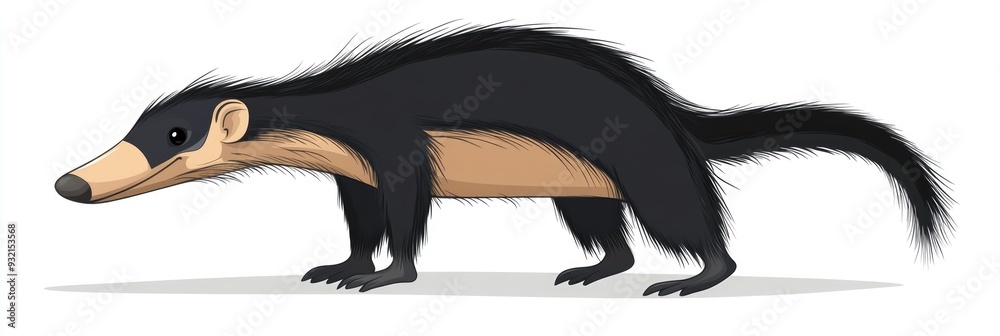 Obraz premium Anteater Cartoon. Cute Mascot Animal with Shaggy Fur and Long Tail in Wild Zoo