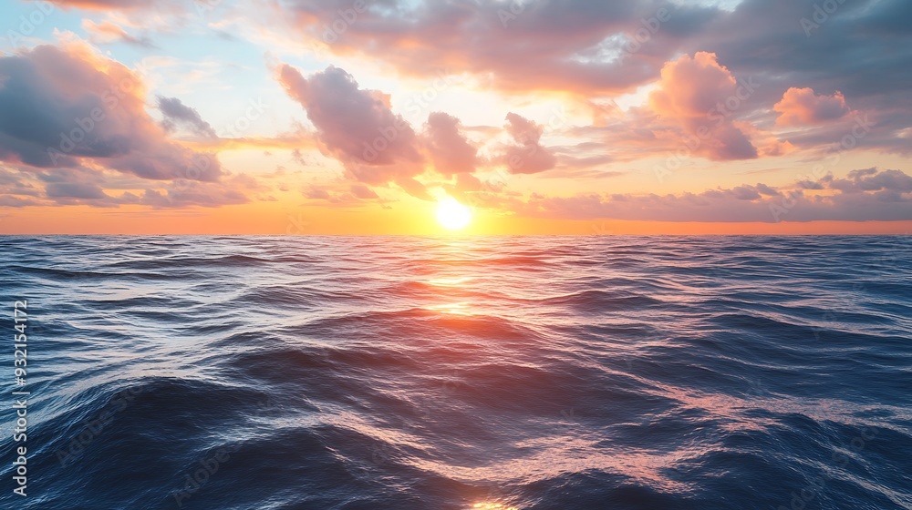A breathtaking sunset over the ocean with the sun reflecting off the waves. A breathtaking sunset over the ocean with the sun reflecting off the waves.