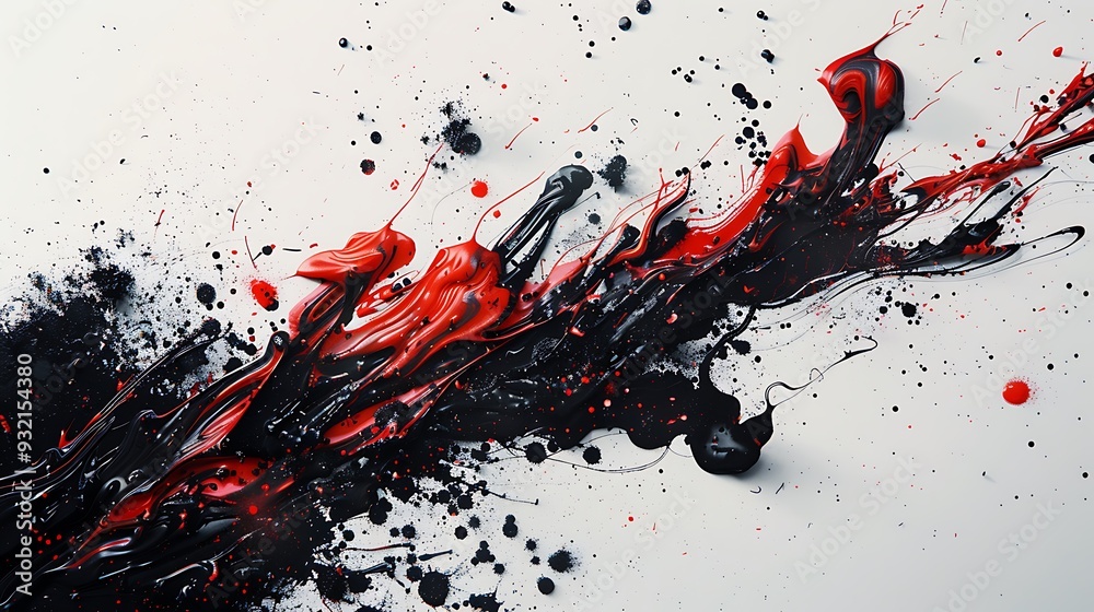 Splashes of red and black paint