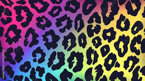 Trendy neon leopard seamless pattern vector rainbow wild animal leo skin cheetah texture with black