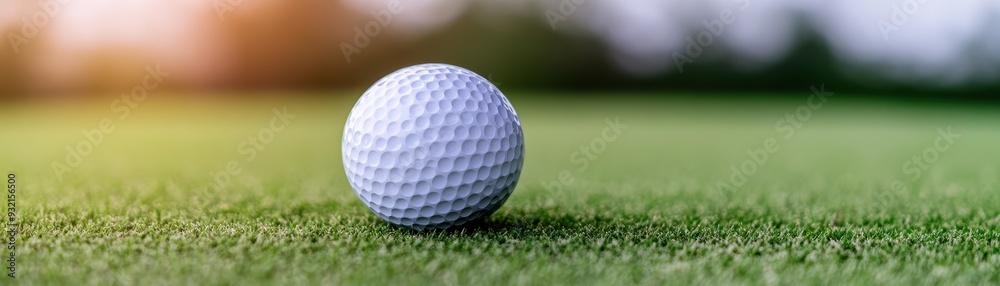 A close-up of a golf ball resting on lush green grass, capturing the essence of outdoor sport and leisure. A close-up of a golf ball resting on lush green grass, capturing the essence of outdoor sport and leisure.
