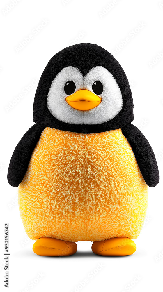 Fototapeta premium Funny penguin on white background, concept of children's toys made from recycled materials