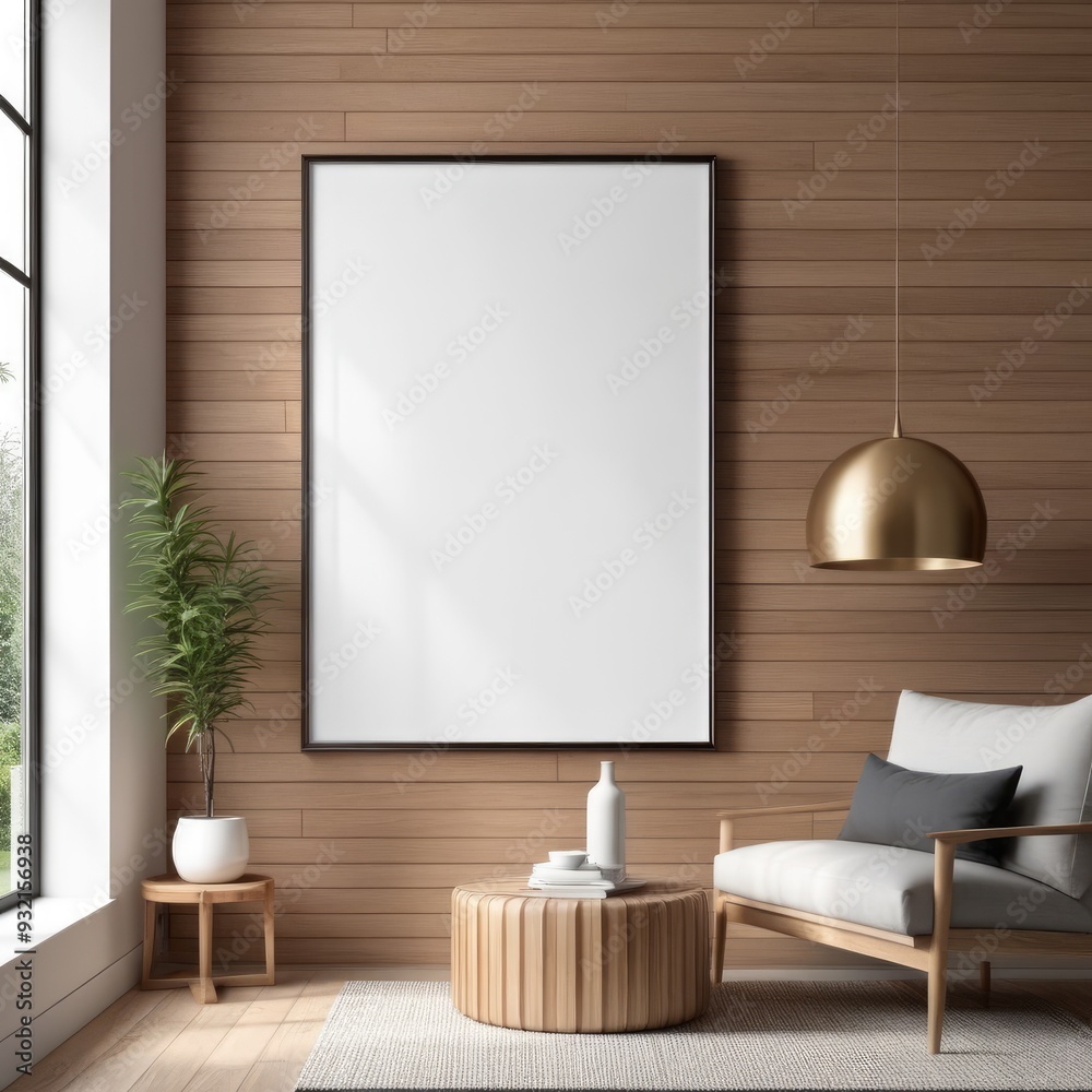 white poster frame close up in modern home interior with light dark colored wood texture walls, wall mockup, 3d rendering white poster frame close up in modern home interior with light dark colored wood texture walls, wall mockup, 3d rendering