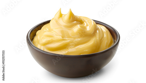 Mayonnaise sauce in bowl isolated on white background with clipping path