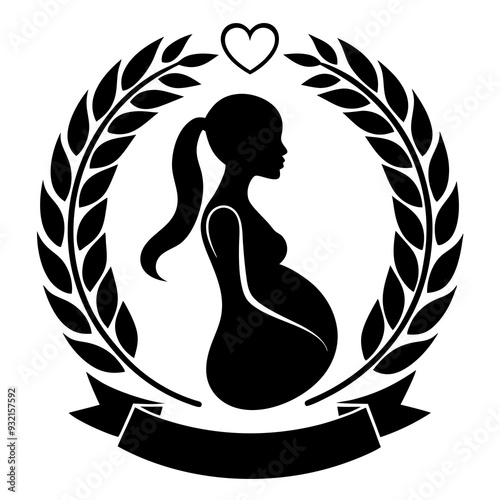 Pregnant woman silhouette vector for logo