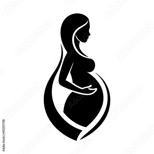 Pregnant woman silhouette vector for logo