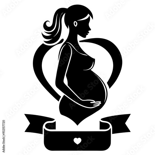 Pregnant woman silhouette vector for logo