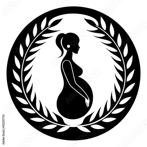 Pregnant woman silhouette vector for logo