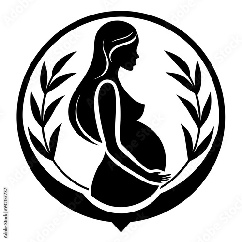 Pregnant woman silhouette vector for logo