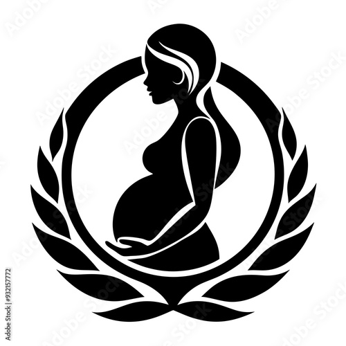 Pregnant woman silhouette vector for logo