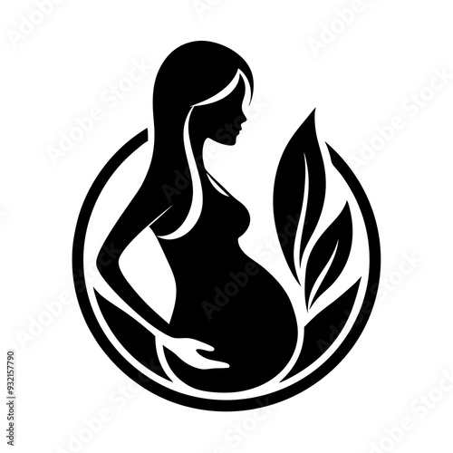 Pregnant woman silhouette vector for logo