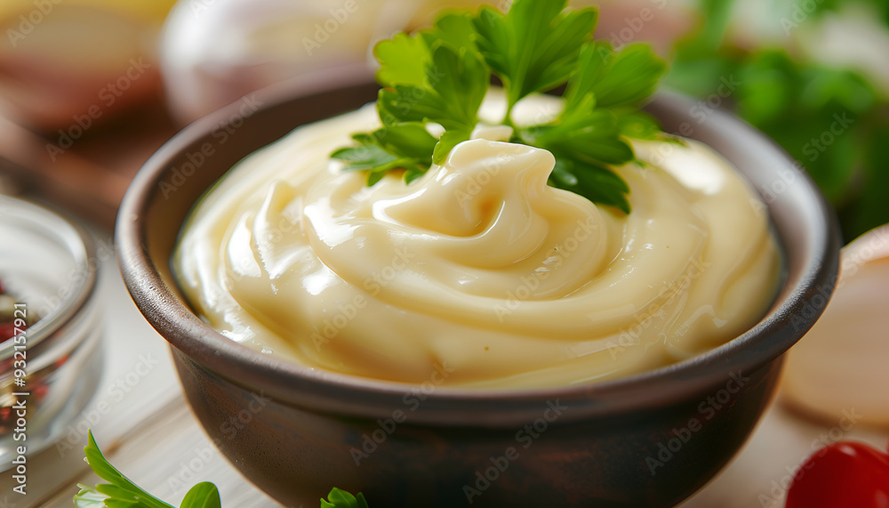 Mayonnaise sauce in bowl isolated on white background with clipping path Mayonnaise sauce in bowl isolated on white background with clipping path