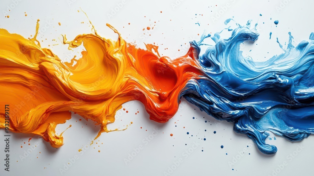 explosive burst of vibrant oil paint splatter frozen midair against stark white background highspeed capture explosive burst of vibrant oil paint splatter frozen midair against stark white background highspeed capture