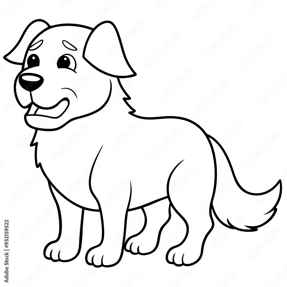 Dog crying line art vector illustration