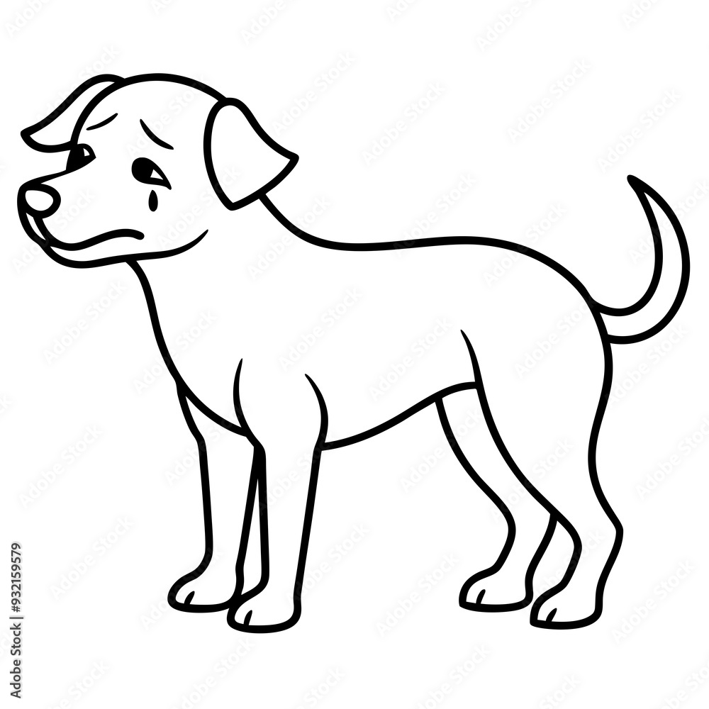 Dog crying line art vector illustration Dog crying line art vector illustration
