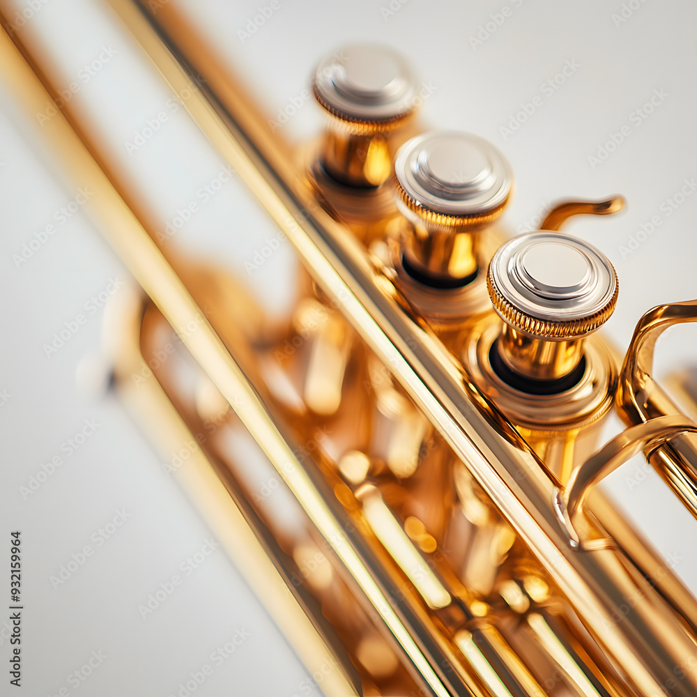 Obraz premium classical music wind instrument trumpet isolated on a white background