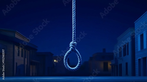 Sinister hangman s noose in a spooky ghost town, 3D illustration photo