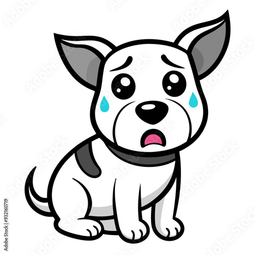 Dog crying art vector illustration