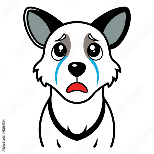 Dog crying art vector illustration