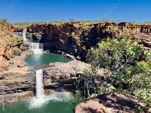 A view of the upper and lower Mitchell Bay waterfalls, Kimberley, Western Australia, Australia, Pacific photo