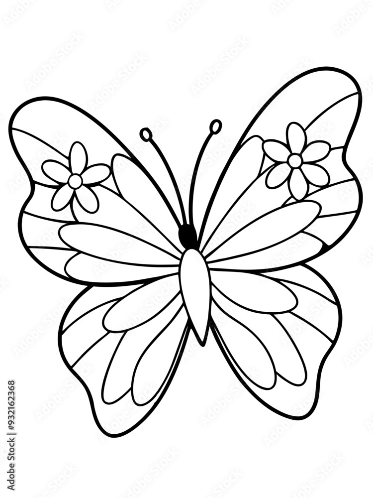 Flower clipart Butterfly drawing with flower lines Flower clipart Butterfly drawing with flower lines