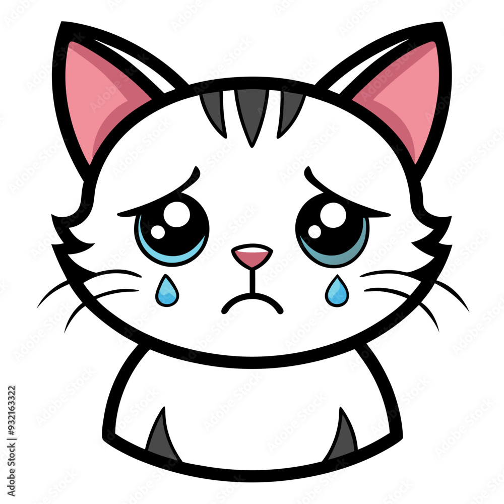 Obraz premium Cat crying art vector illustration