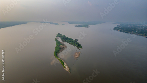 Aerial of the Congo River, Mbandaka, Equateur province, Democratic Republic of Congo, Africa photo