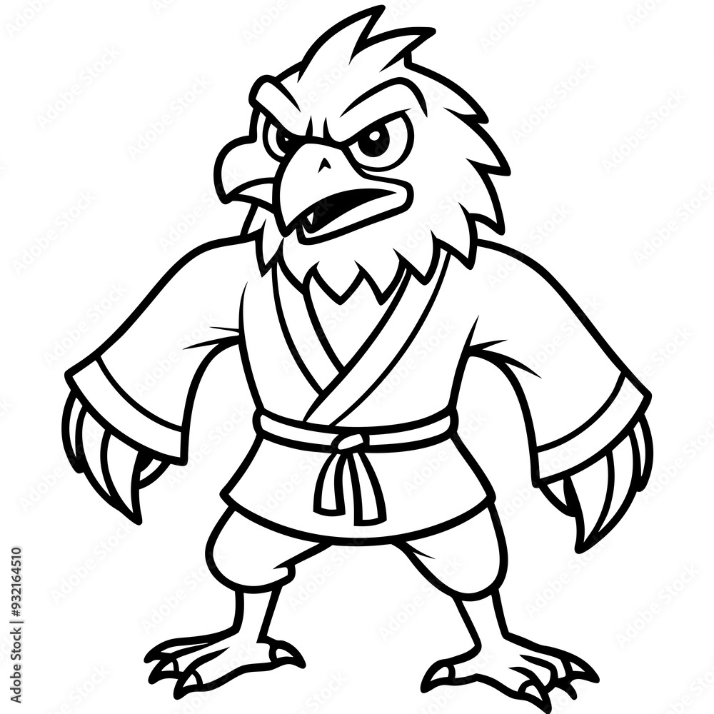 Angry karate Eagle white background line art vector illustration Angry karate Eagle white background line art vector illustration