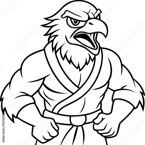 Wallpaper Mural Angry karate Eagle white background line art vector illustration Torontodigital.ca