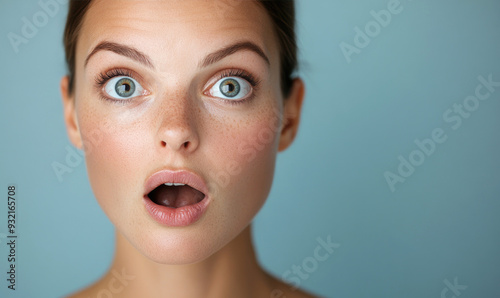 Surprised Woman with Big Beautiful Eyes – Close-Up Portrait