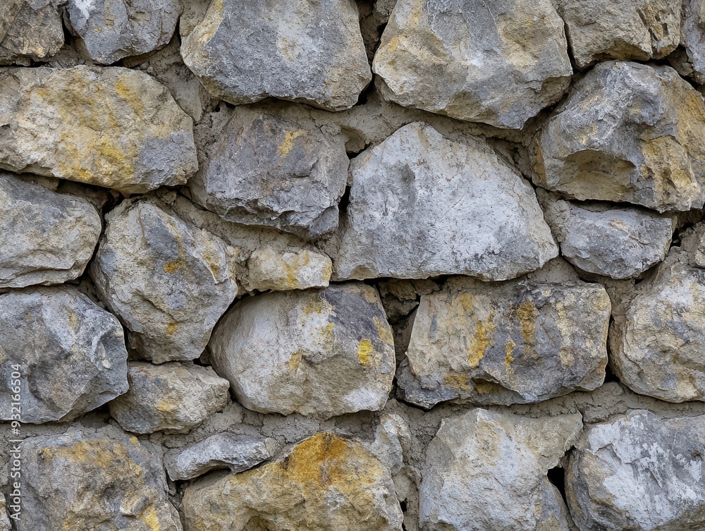 Old stone wall background, texture of natural rock surface with gray and beige colors Old stone wall background, texture of natural rock surface with gray and beige colors