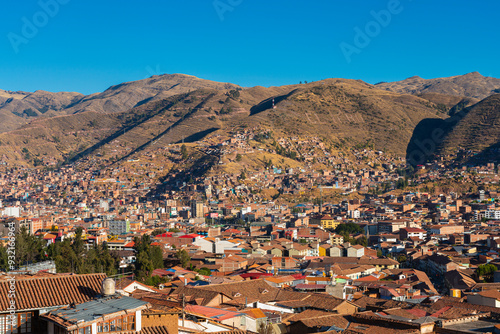 Elevated view of Cusco (Cuzco) city, Cusco Province, Cusco Region, Peru photo