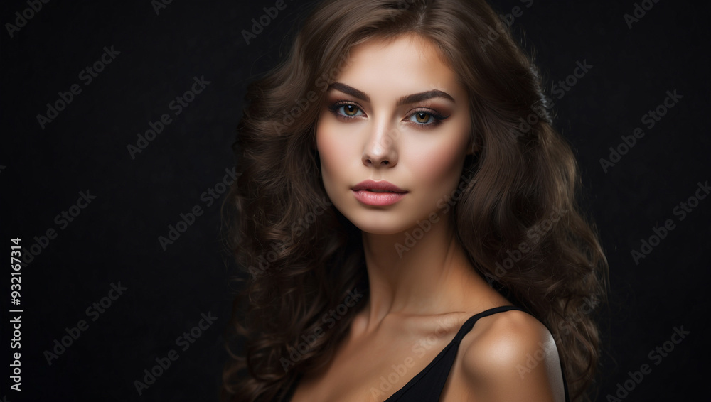 Beautiful russian woman model on black background Beautiful russian woman model on black background