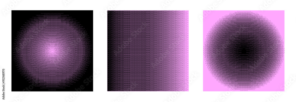 Retro bitmap background set. Abstract pink gradient pixel art wallpaper design template. 